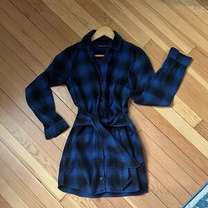 Abercrombie & Fitch Navy Plaid Shirt Dress